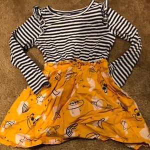 NWT Cat & Jack astronaut outer space ruffle blue yellow dress